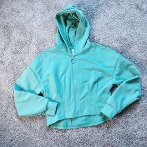 Fabletics Dakota Hoodie Cropped Zip Up Jacket in Serenity Mint Green Sz Medium